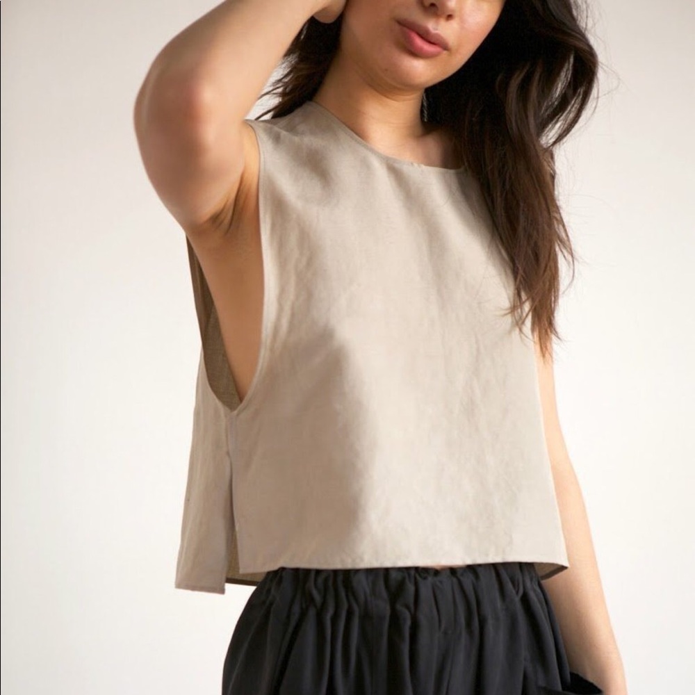 SOLD Ozma of California Apron Tank Silk/Linen - Picture 2 of 8